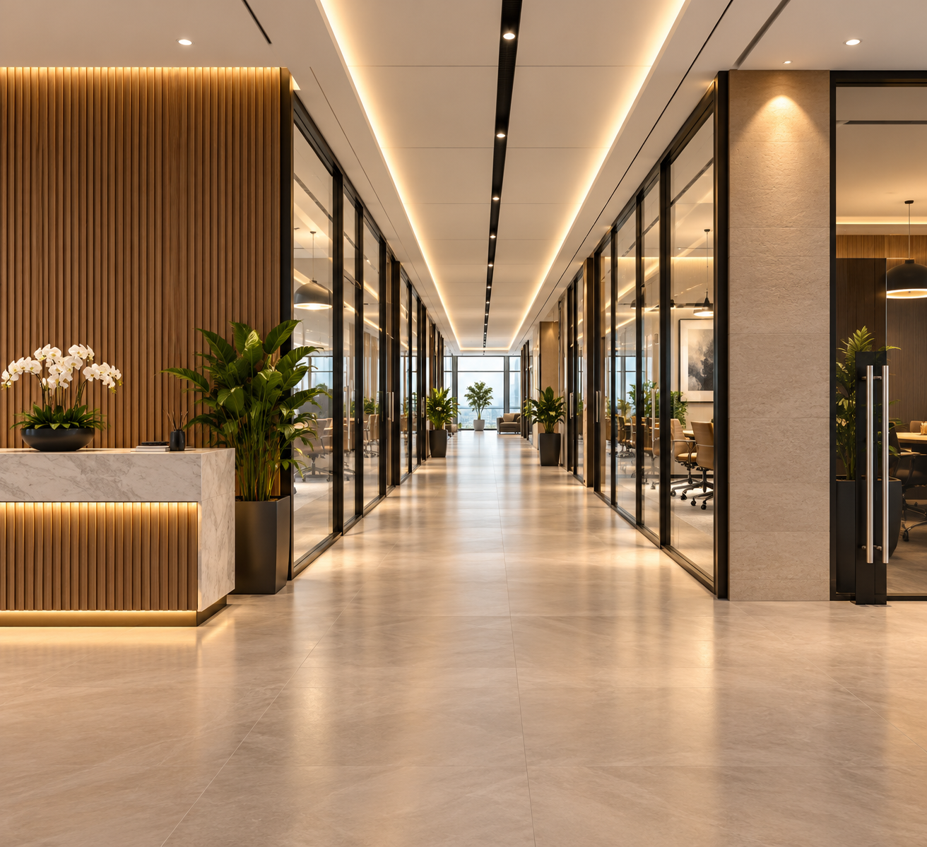 Modern corporate office workspace